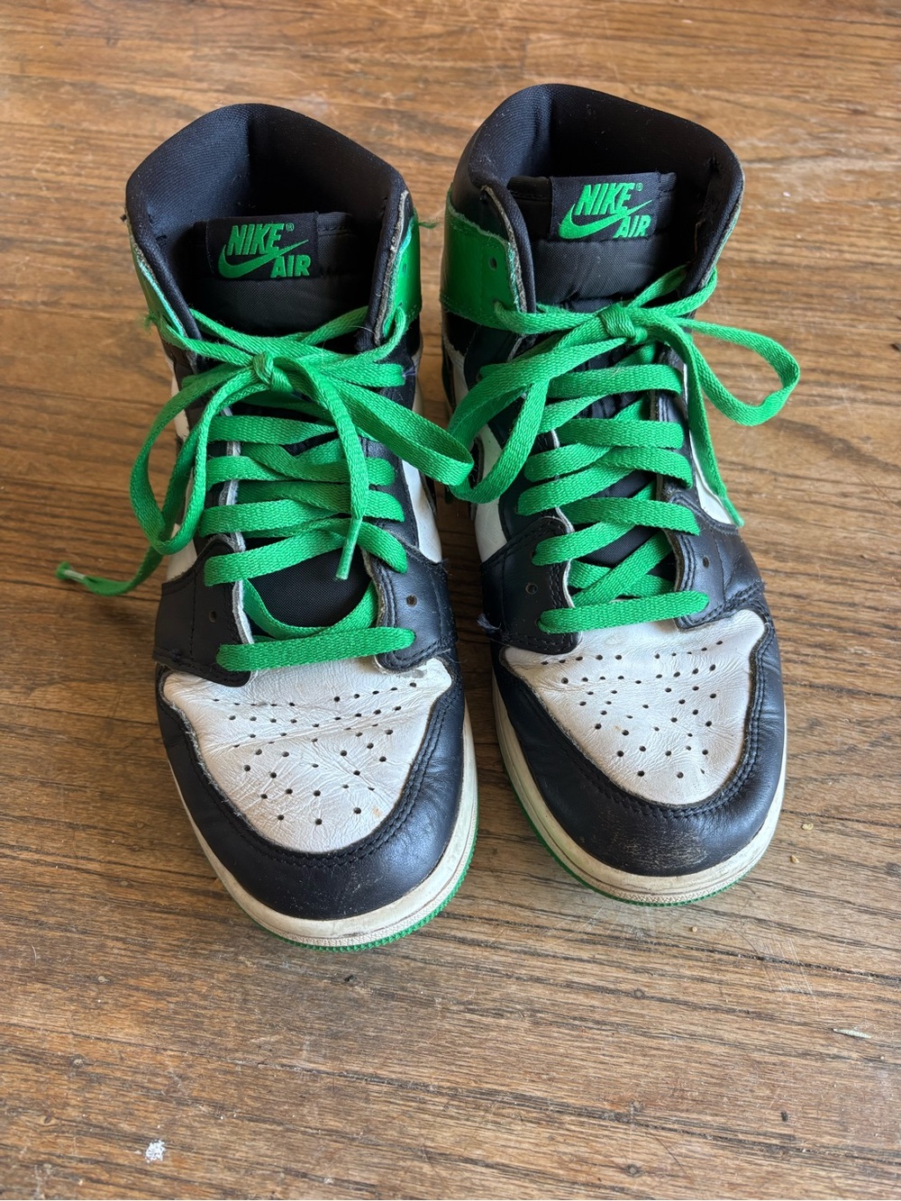 Nike Air High-Top Sneakers in Black, White & Green